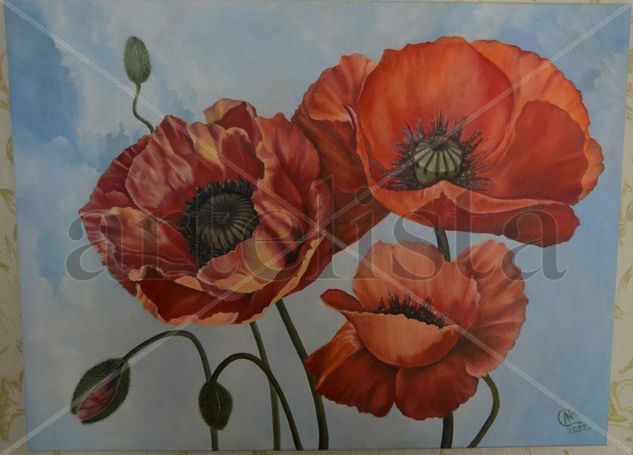 Papaveri Oil Canvas Floral Painting