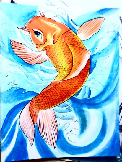 koi Gouache Cartulina Animales