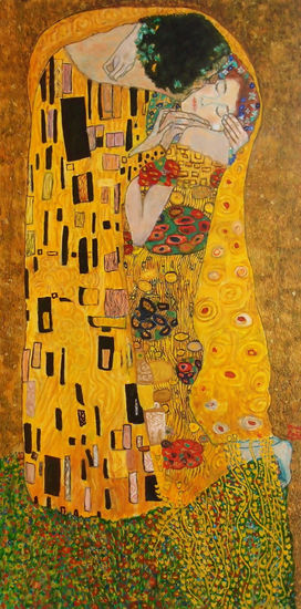 interpretación de "el beso de Gustav Klimt! Oil Canvas Figure Painting