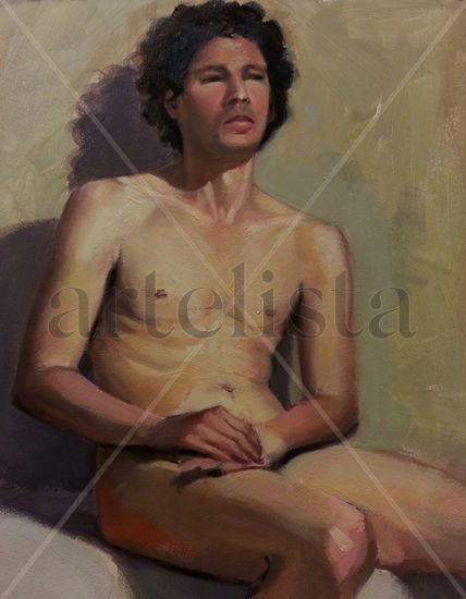 Desnudo masculino Óleo Tabla Desnudos