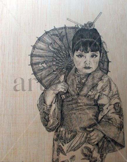 ROCÍO JAPONESA Graphite Panel Portrait