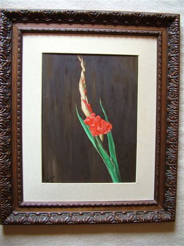 GLADIOLO Oil Panel Floral Painting