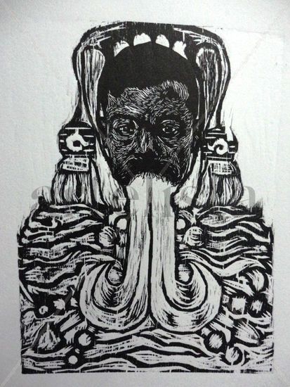 El Señor Emplumado Woodcut