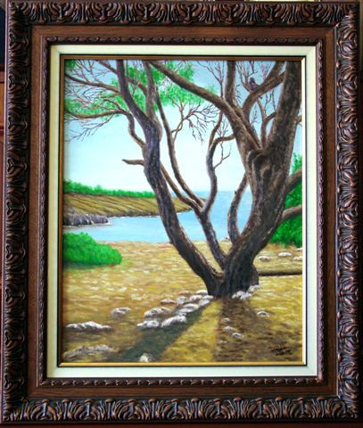 PAISAJE DE SALOU Oil Panel Marine Painting