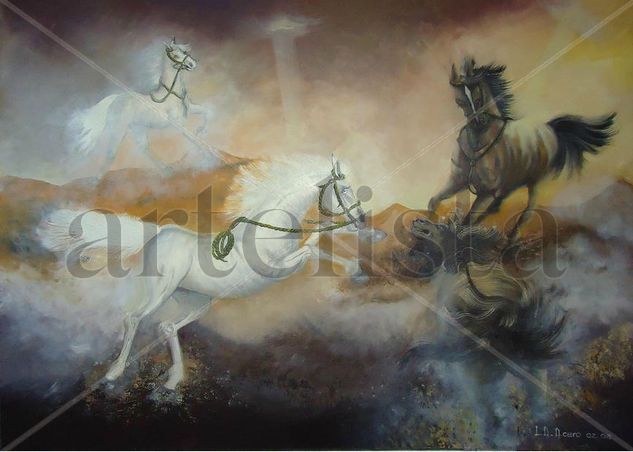 Pelea de Caballos Oil Canvas Animals