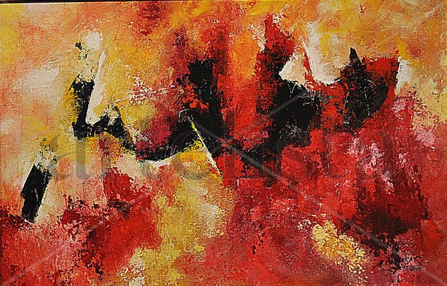 Abstracto en negros, rojos y amarillos Acrylic Canvas Others