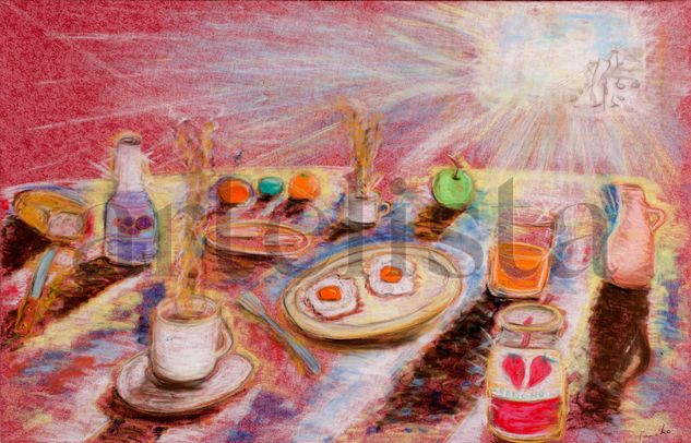 Desayuno en ayuno Pastel Textile Still Life Paintings