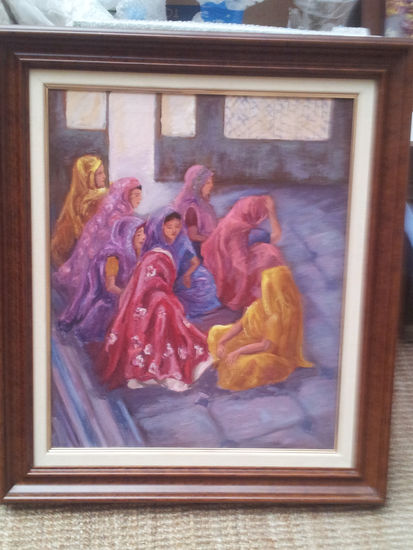 Reunión santa Oil Canvas Figure Painting