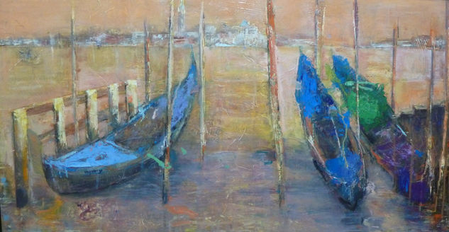 Góndolas venecianas Oil Panel Marine Painting