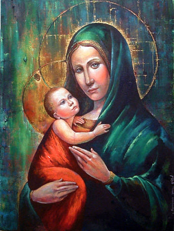 La Vírgen María y El Niño Jesús Acrílico Lienzo Retrato