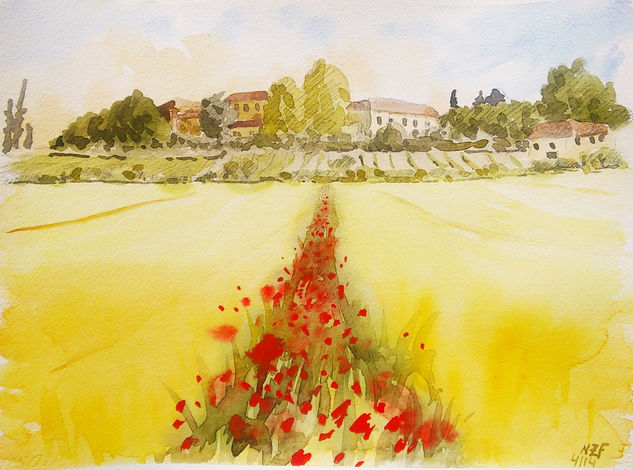 Tuscan landscape Acuarela Papel Paisaje