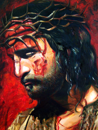 el cristo en sangre Acrílico Lienzo Retrato