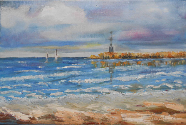 MINICUADROS. PLAYA DE BURRIANA Oil Canvas Marine Painting