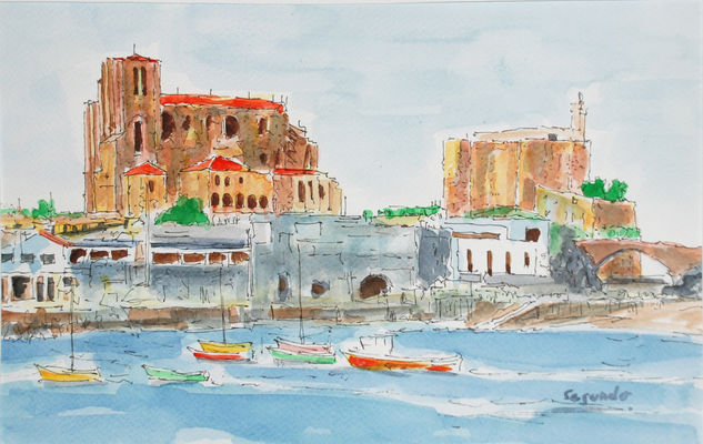 Castro-Urdiales Watercolour Card Landscaping