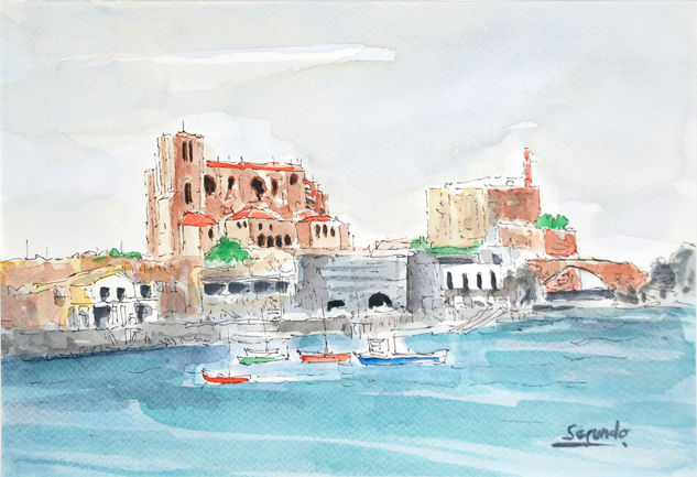 Castro-Urdiales Watercolour Card Landscaping