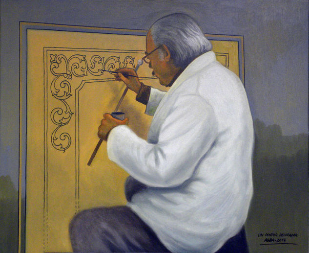 Pintor decorador trabajando Oil Canvas Figure Painting