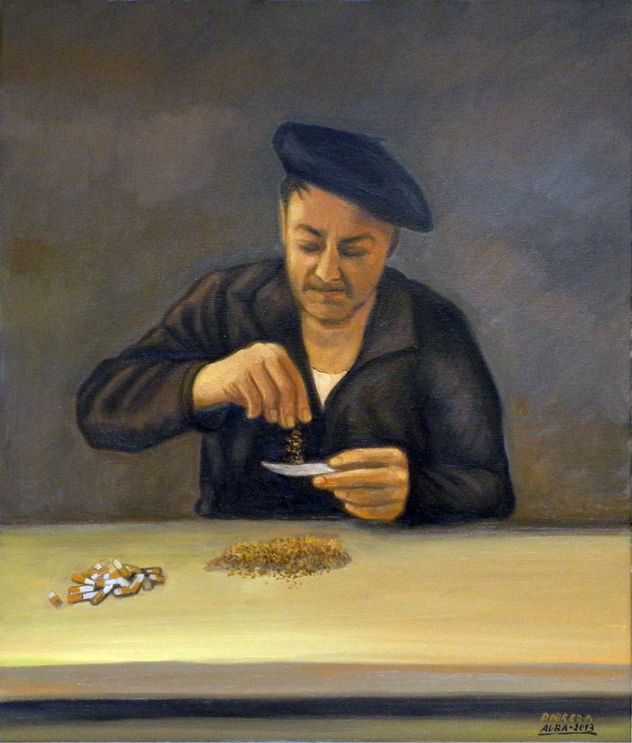 Pobreza- viejo aprovechando las colillas