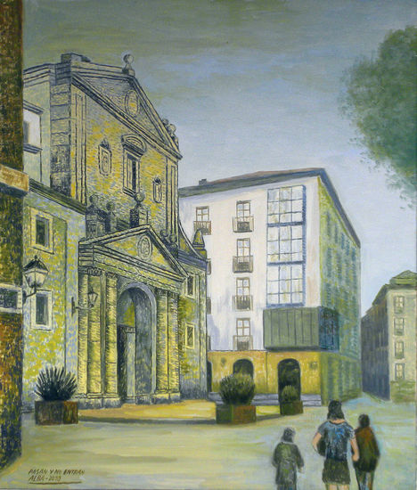 Iglesia Santos Juanes de Bilbao Oil Canvas Others