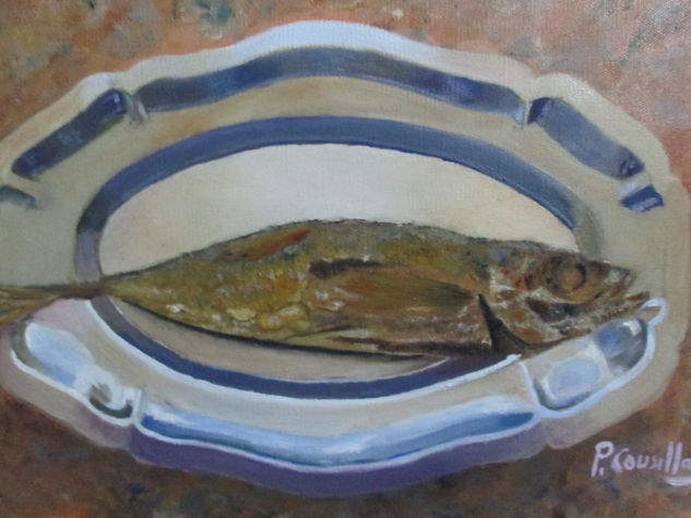 pescado frito Oil Canvas Still Life Paintings