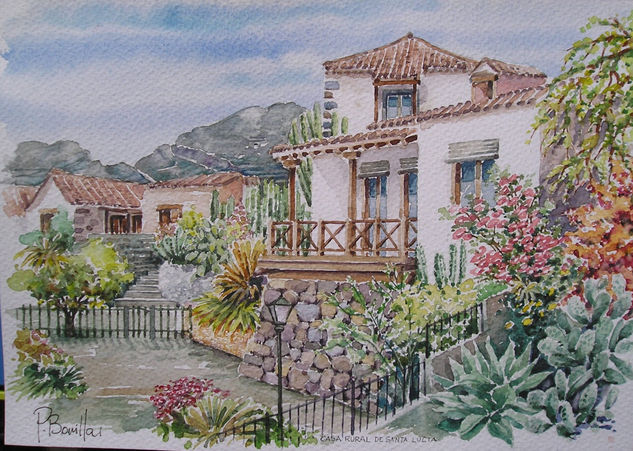 Casa rural Watercolour Card Landscaping