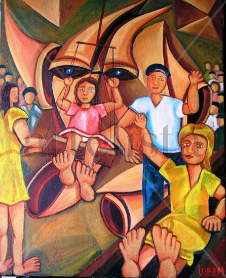 NIÑAS EN EL PARQUET Oil Canvas Figure Painting