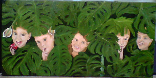 mis cinco duendes Oil Canvas Figure Painting