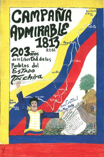 afiche CAMPAÑA ADMIRABLE 1813-2016 en Táchira Acrylic Canvas Figure Painting