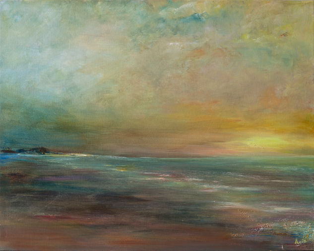 Atardece en el mar Oil Canvas Marine Painting