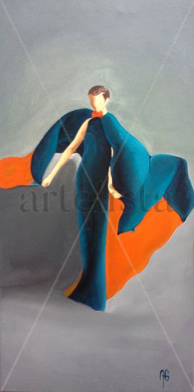 La Mujer de la capa. Acrylic Canvas Figure Painting