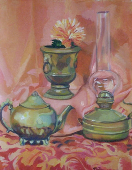 Composición Cromática Oil Paper Still Life Paintings