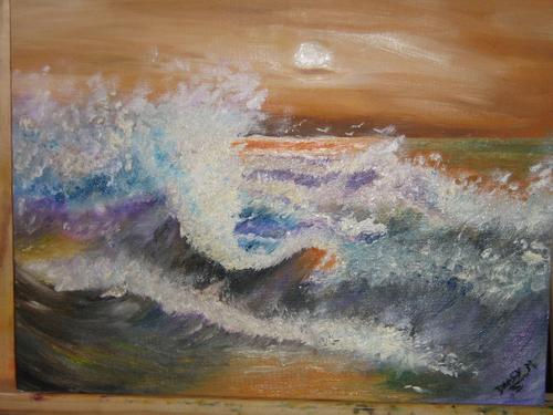 Las Olas Oil Textile Marine Painting