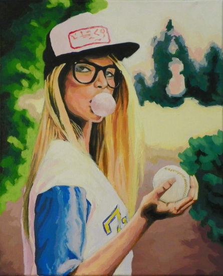 Baseball Gal Acrílico Lienzo Figura