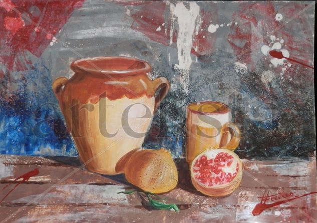 ZUMO DE GRANADAS Acrylic Card Still Life Paintings