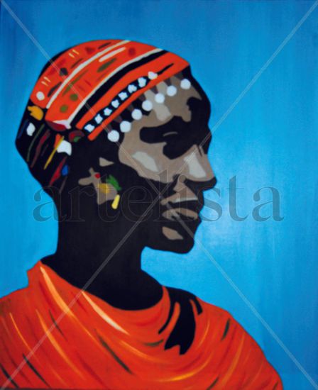 Massai Mixed media Canvas Portrait