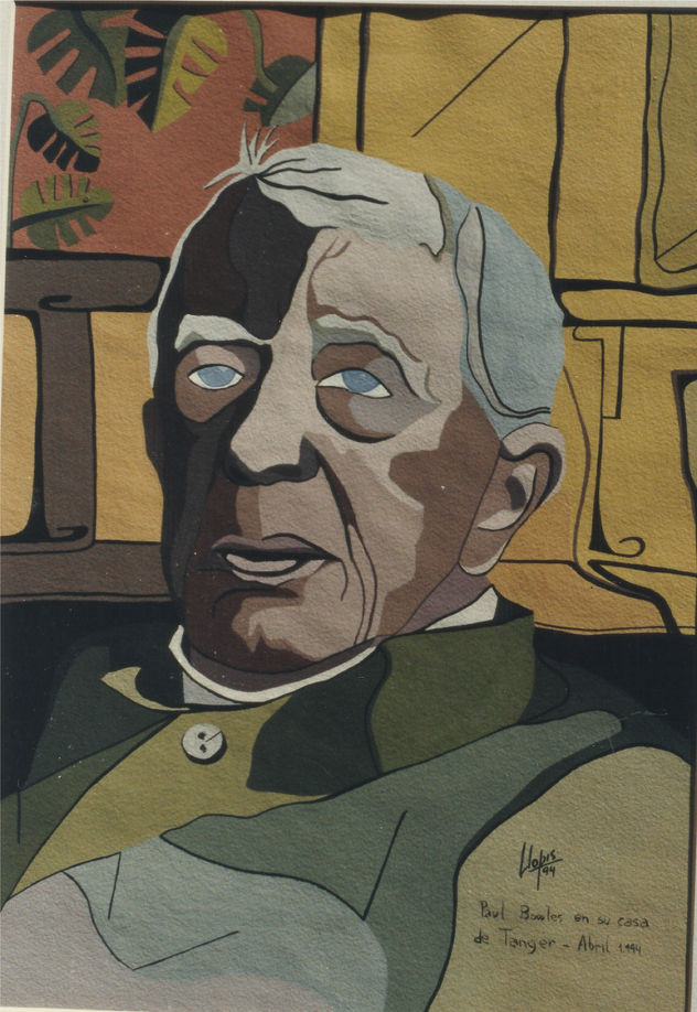 Paul Bowles en su casa de Tanger