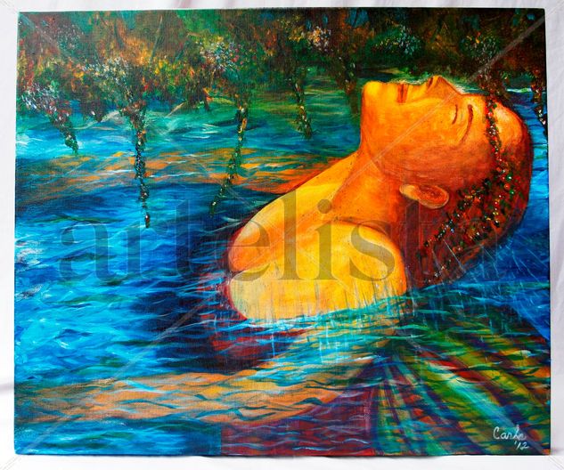 El Hada en la Laguna Acrylic Canvas Figure Painting