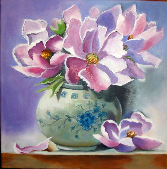 Jarrón de Flores Oil Canvas Floral Painting