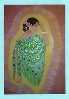 MUJER CON MANTON DE FLECOS Oil Canvas Figure Painting