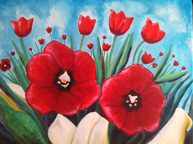cuadro de tulipanes