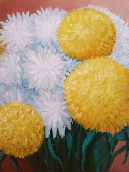 Cuadro Crisantemo Oil Others Floral Painting