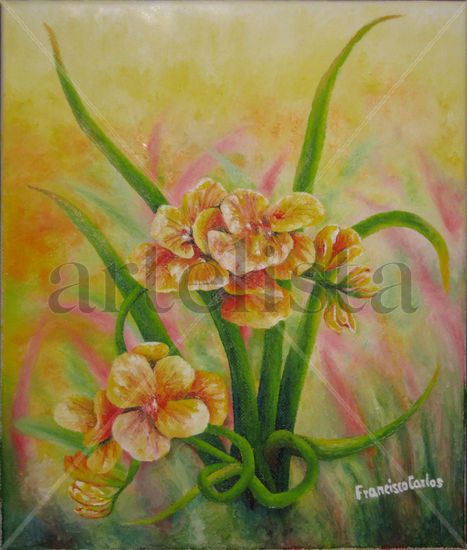 Fresias Oil Canvas Floral Painting