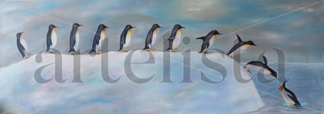 Penguins Oil Canvas Animals