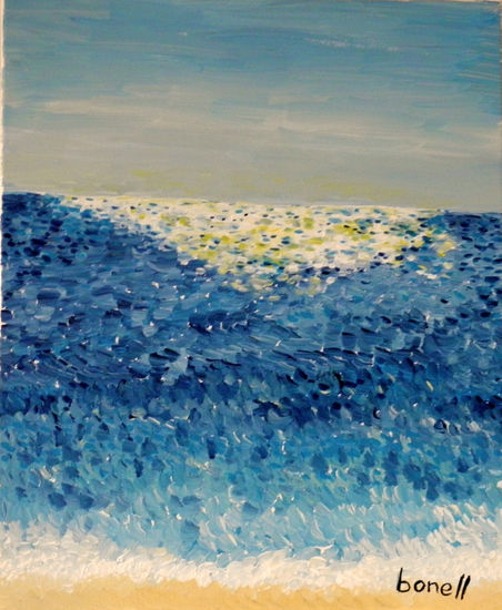 AMANECER BLANES Acrylic Canvas Marine Painting