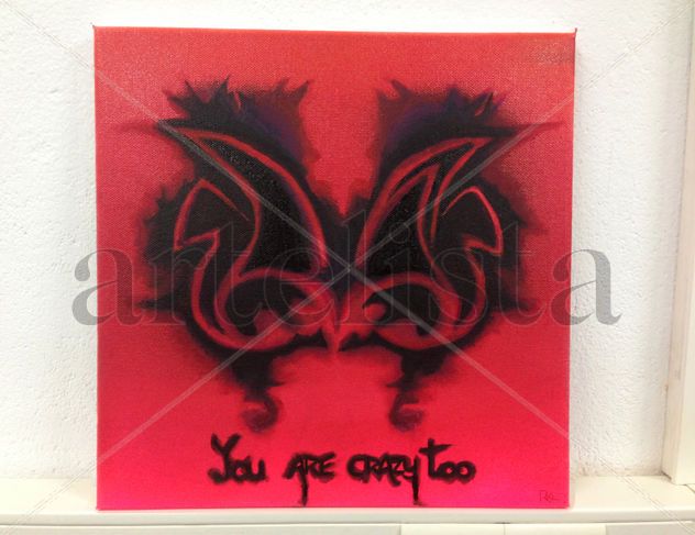 Pintura Surrealista Rojo&Negro "You are Crazy Too"