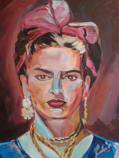 "Frida" Acrílico Tabla Retrato