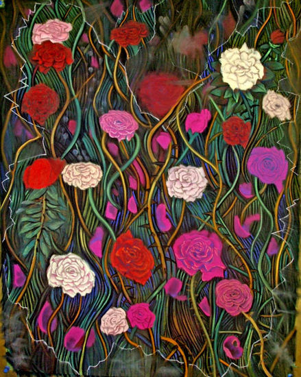 ROSAS ATRAPADAS Pastel Paper Floral Painting