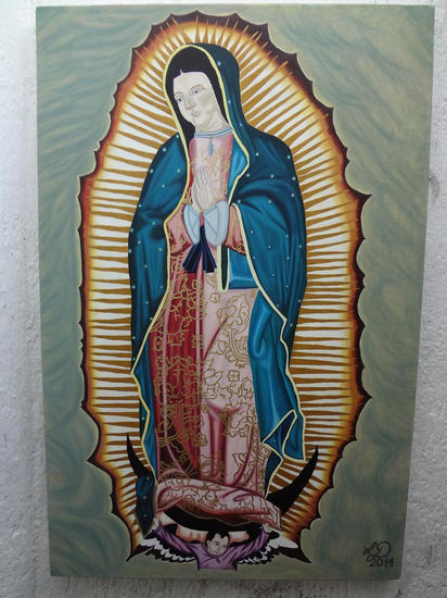 Hermoso Cuadro al Óleo Virgen de Guadalupe Oil Canvas Portrait