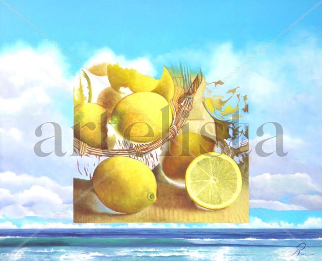 Llimones d'estiu/Limones de verano Oil Panel Marine Painting