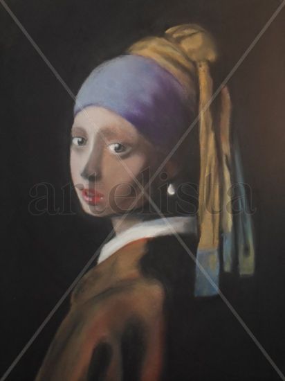 La Joven de la Perla de Vermeer, versión Pastel Paper Portrait