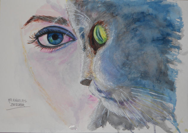 Perfil de gato Watercolour Paper Animals